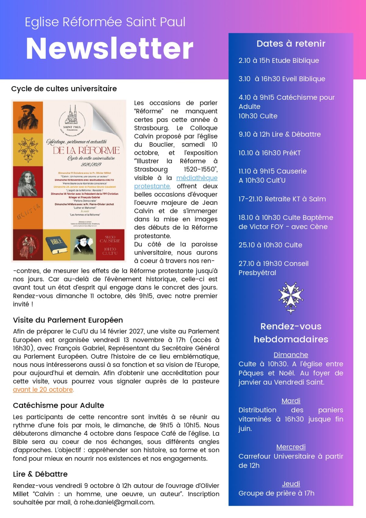 Newsletter Octobre 2026